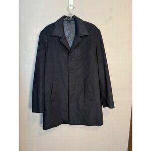 SAKS FIFTH AVENUE Men's Wool Cashmere Size 42R Trench Coat Made In Italy Blue